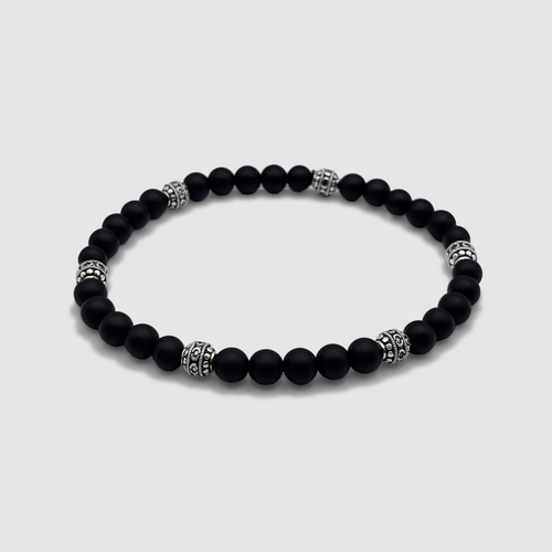 Mattes Onyx-Stein-Armband (Silber)