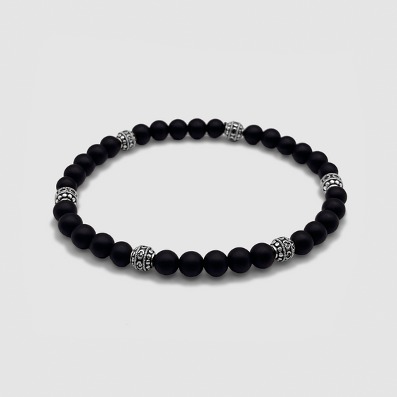 Mattes Onyx-Stein-Armband (Silber)