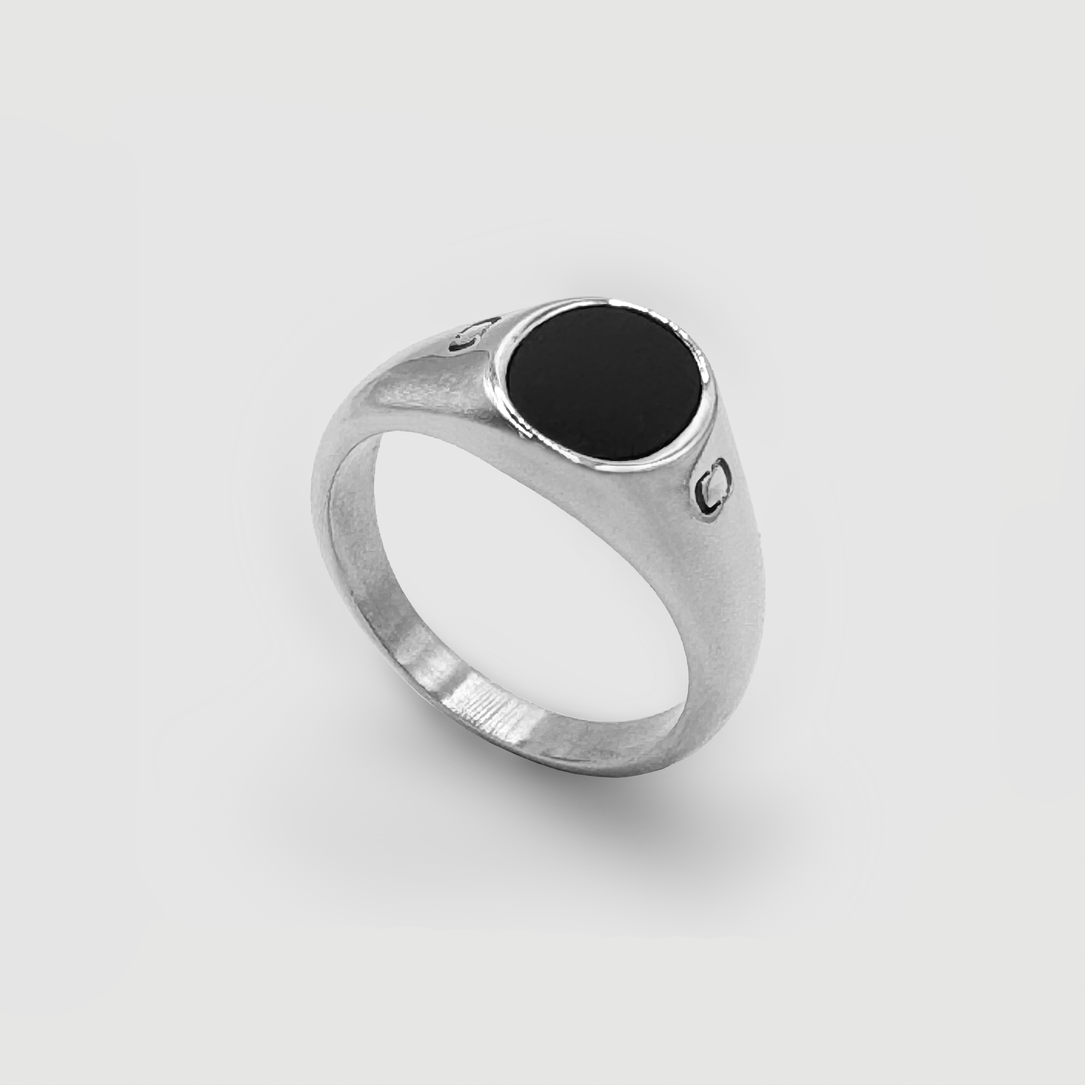 Onyx Oval Stone Signet Ring (Silver) - Main Image