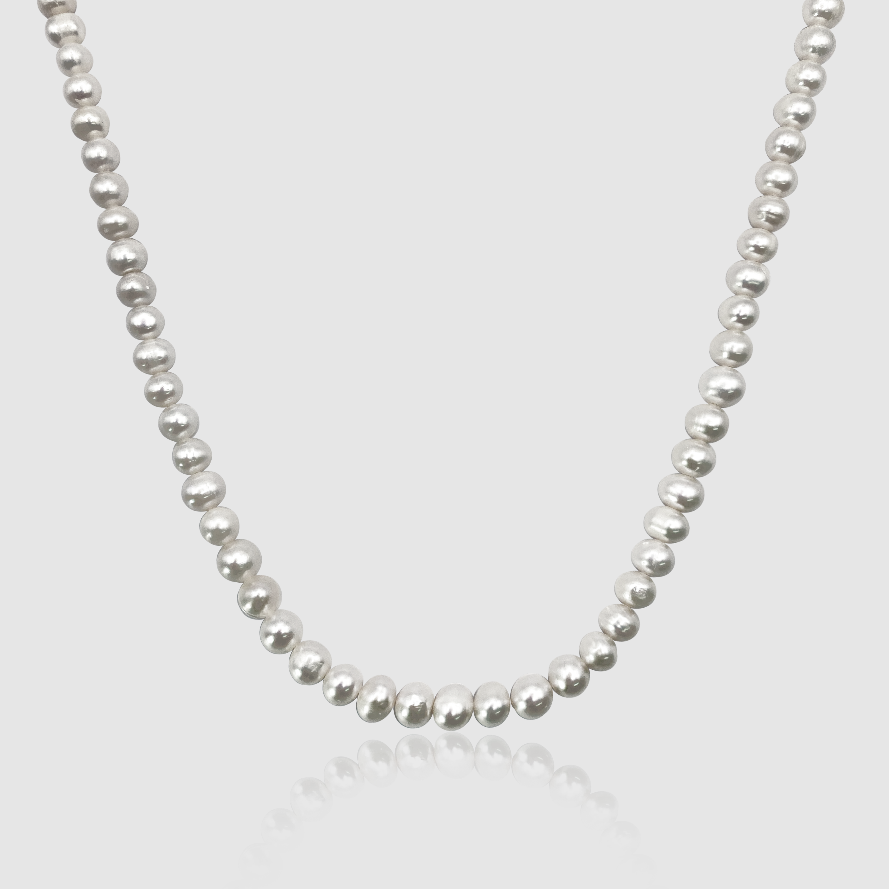 Collier de perles véritables arrondies (argent)