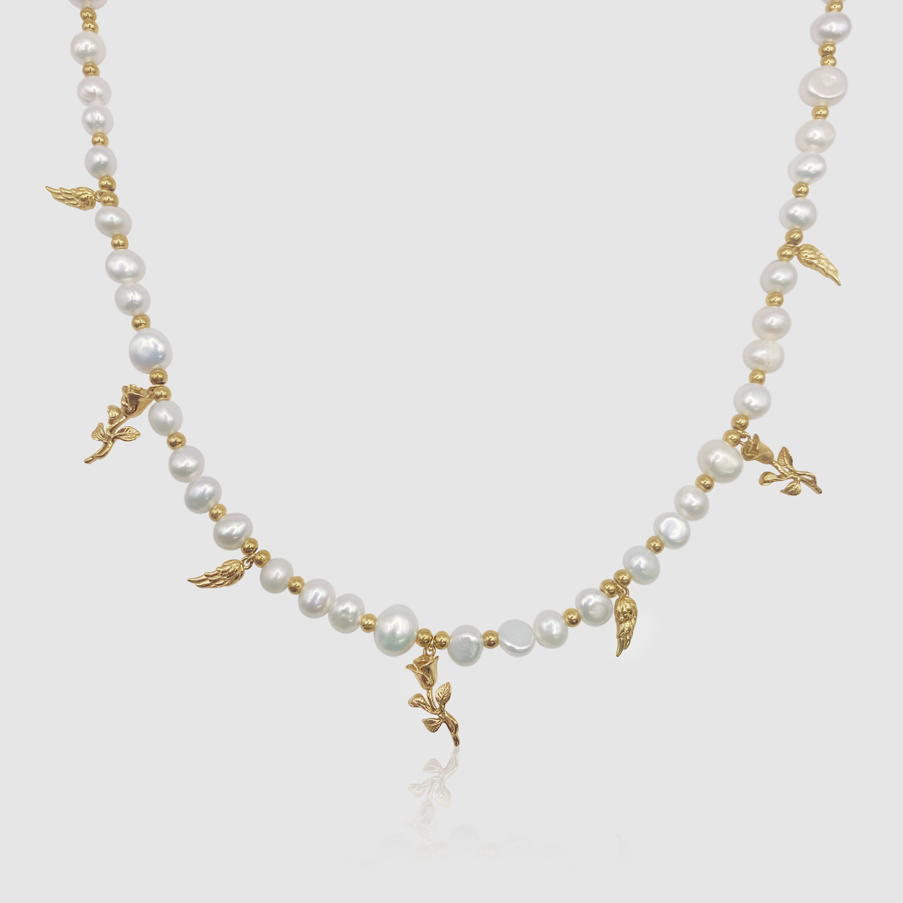 Men's Pendant Necklace With Real Pearls (Gold) | CRAFTD London