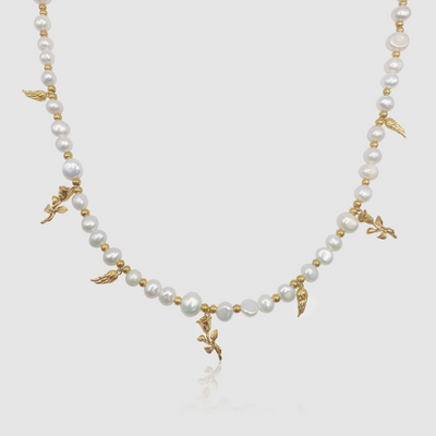 Pendant Real Pearl Necklace (Gold)