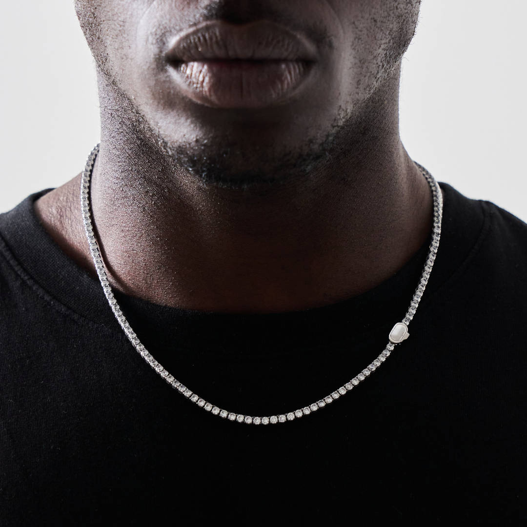 ベストセラー♪【CRAFTD London】Green Tennis Chain Silver 3mm Silver Tennis Chain Necklace 3mm | CRAFTD London