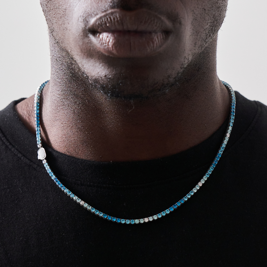 ベストセラー♪【CRAFTD London】Blue Tennis Chain Silver 3mm Blue Tennis Chain Necklace 3mm | CRAFTD London