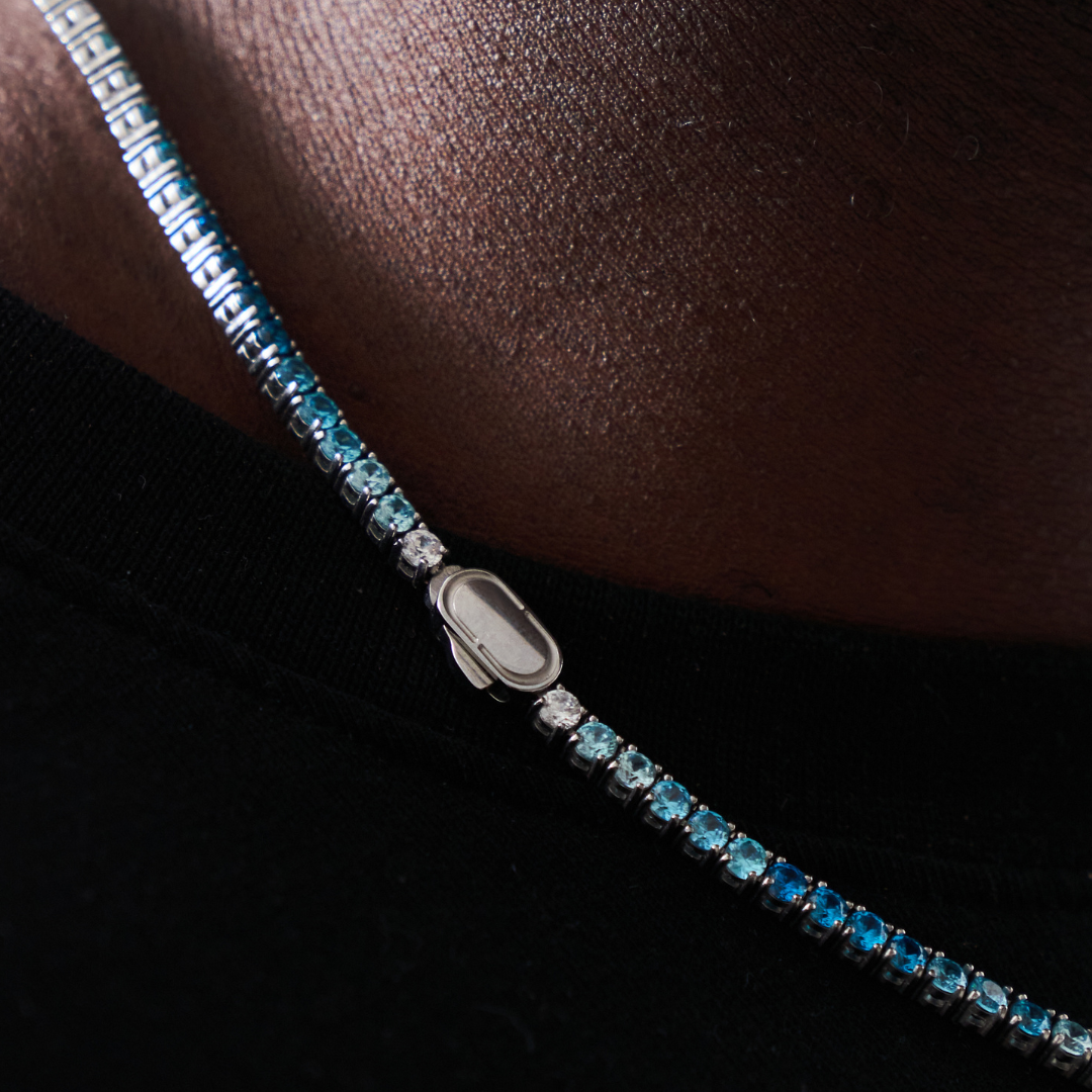 【CRAFTD London】Blue Tennis チェーン ネックレス 3mm Blue Tennis Chain Necklace 3mm | CRAFTD London