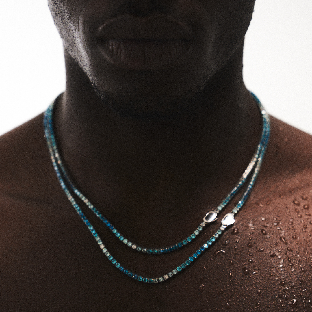 ベストセラー♪【CRAFTD London】Blue Tennis Chain Silver 3mm Blue Tennis Chain Necklace 3mm | CRAFTD London