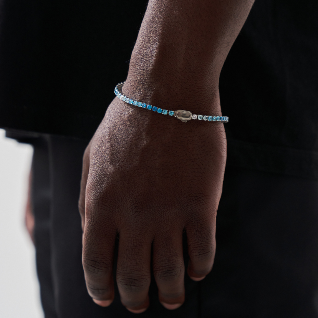 Blue Tennis Bracelet (Silver) 3mm