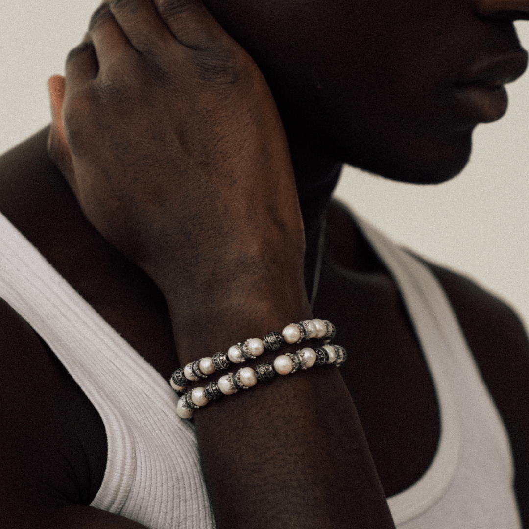 CRAFTDLondon クラフトロンドン CROWN JEWELS PEARL BRACELET Men's Crown Jewels Pearl Bracelet (Silver)