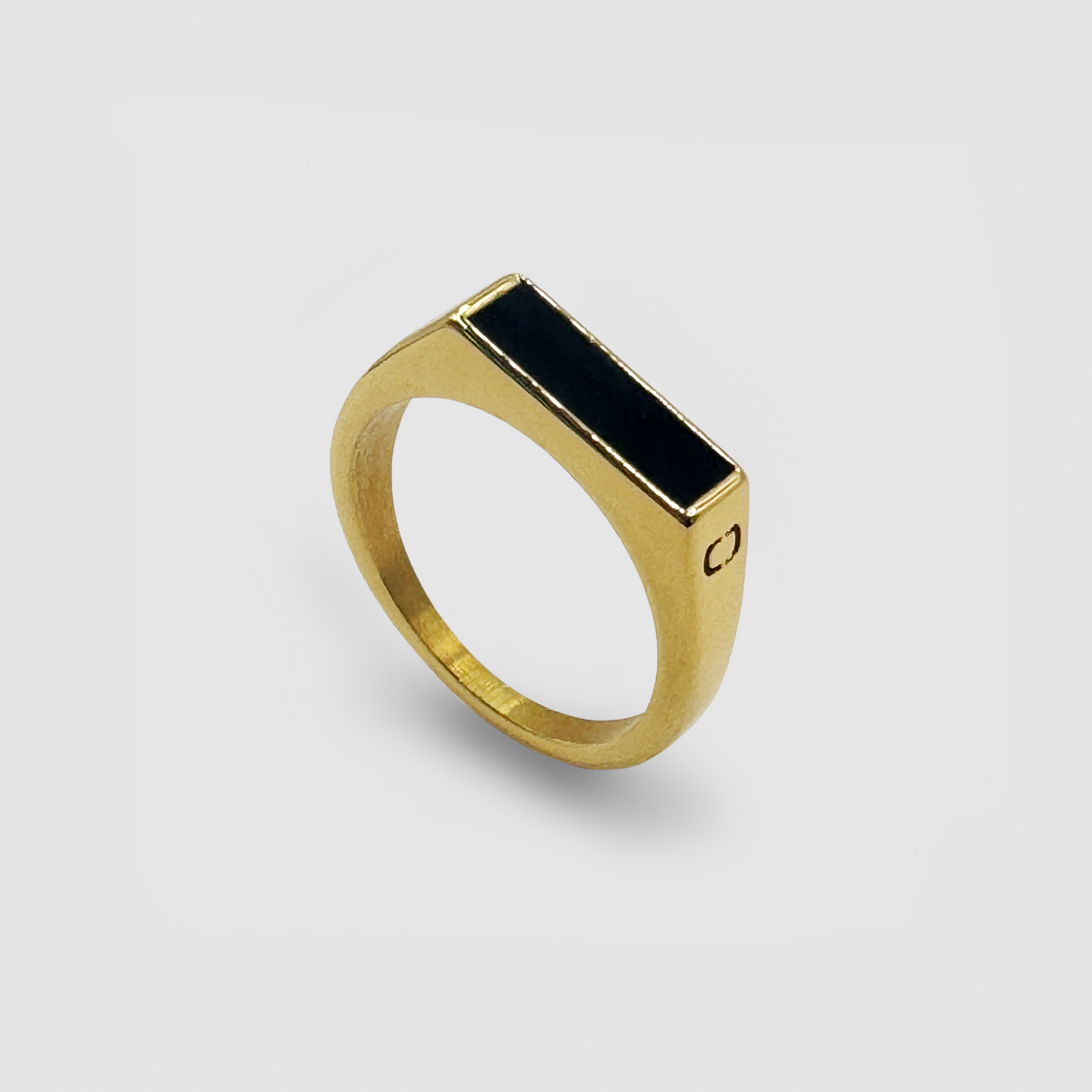 【CRAFTD London】RECTANGLE STONE SIGNET リング 2色 Men's Black Onyx Rectangle Stone Ring (18k Gold)