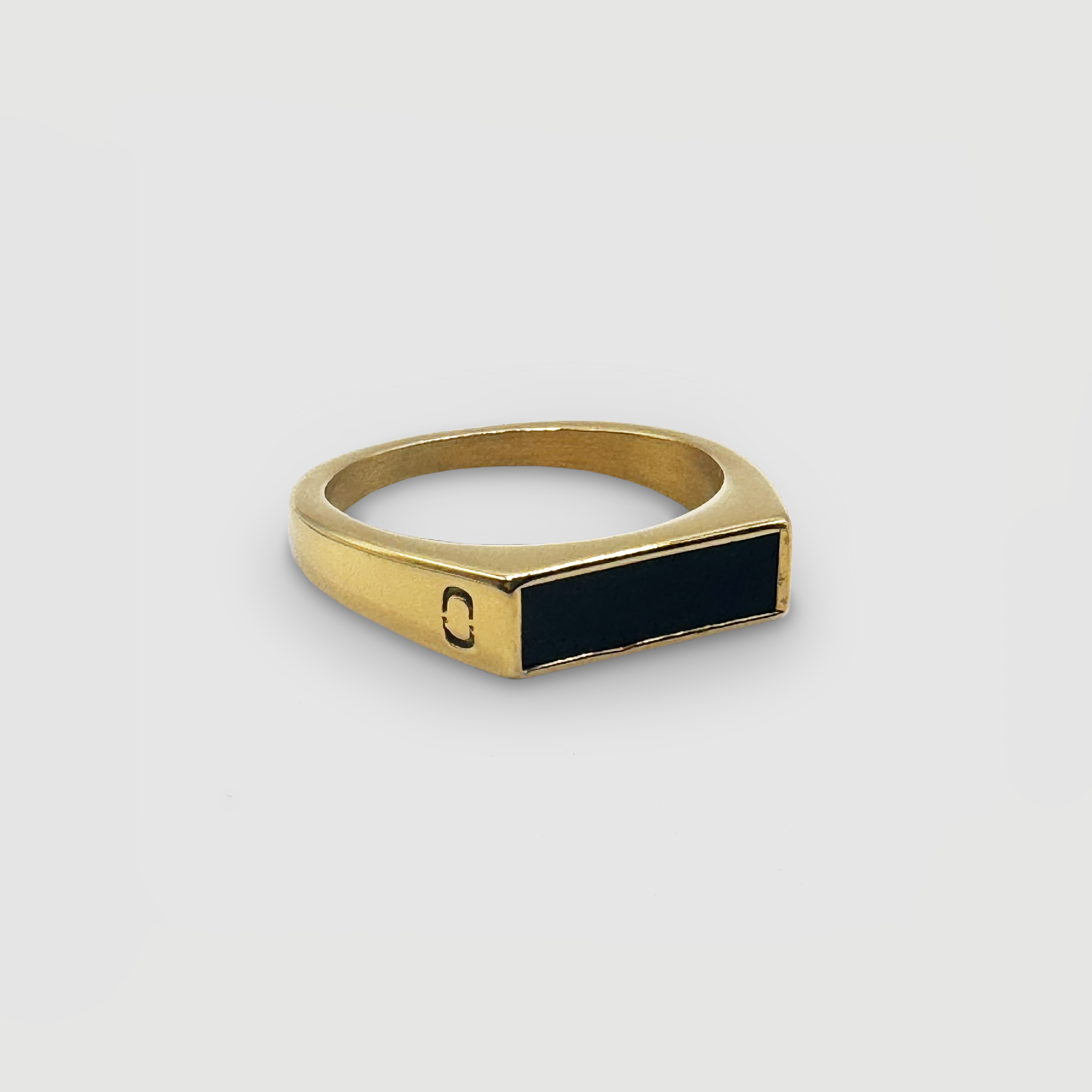 日本未入荷◆CRAFTD London◆Onyx Rectangle Stone Signet Ring Men's Black Onyx Rectangle Stone Ring (18k Gold)
