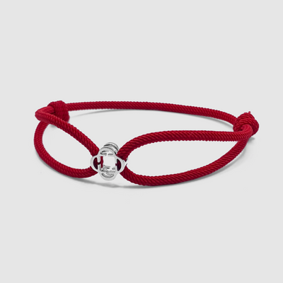 Bracelet Cordon Rouge (Argent)