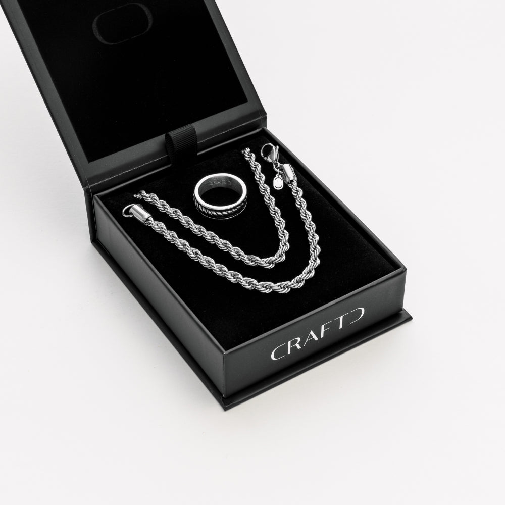 CRAFTDLondon クラフトロンドン CUBAN ＆ ROPE CHAIN GIFT SET Cuban & Rope Chain Gift Set (Gold)