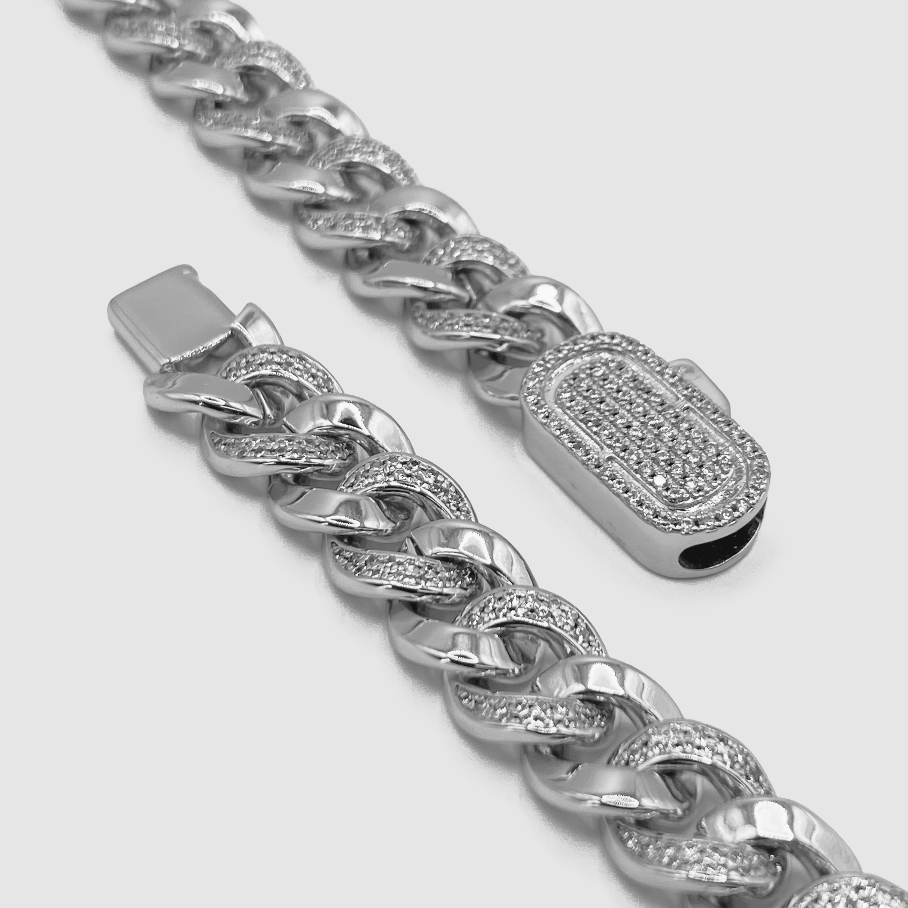 Half Iced Cuban Bracelet (Silver) 8mm