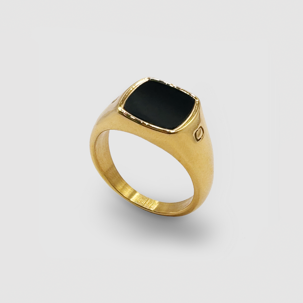 【VASEUL】Byzantine Square Onyx Ring Men's Ring Silver 925 Black Onyx Byzantine Deco Geometric