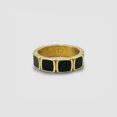 Onyx Stone Band Ring (Gold)