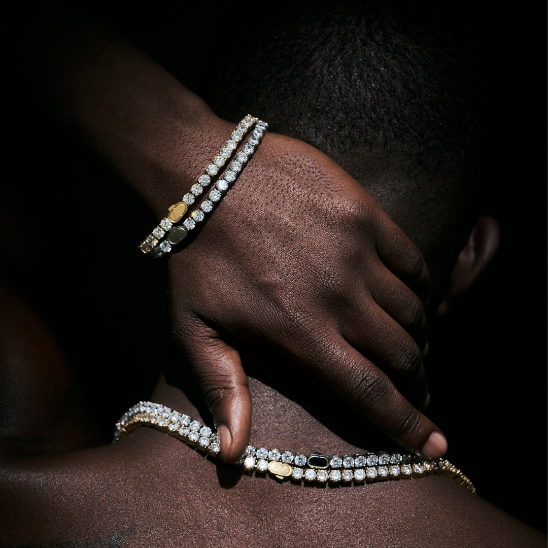 Mens tennis bracelet necklace discount